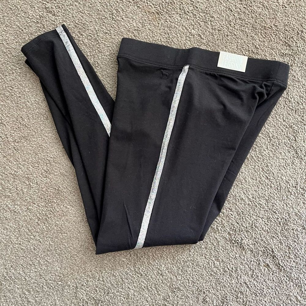 Pink Victoria’s Secret bling cotton leggings NWT sz M HTF